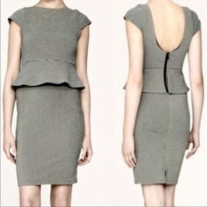 Alice + Olivia Striped Victoria Peplum Dress